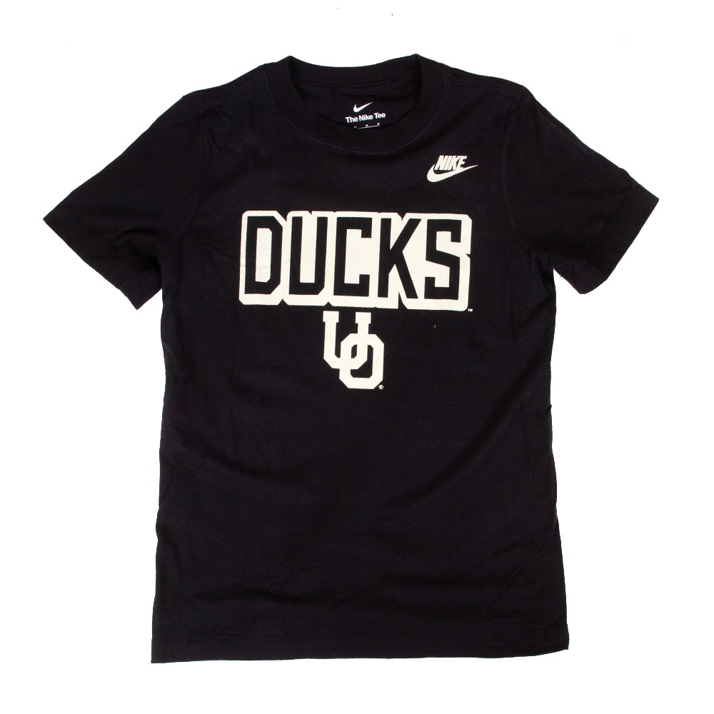Interlocking UO, Nike, Black, Crew Neck, Cotton, Kids, Youth, Shadow print, T-Shirt, 997205